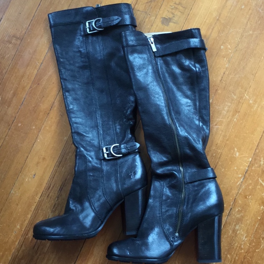 Frye black knee high moto boots size 8 medium